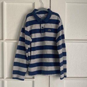 Boys Lacoste Navy/Grey Stripe Polo size 12